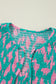 Abstract Print Puff Sleeve Tied Notched Neck Long Dress