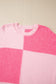 Checkered Colorblock Striped High Low Loose Sweater