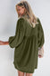 Gold Flame Corduroy Snap Buttons Empire Waist Bracelet Sleeve Dress