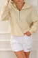 Yellow Ribbed Trim Kangaroo Pocket Zipped Hoodie