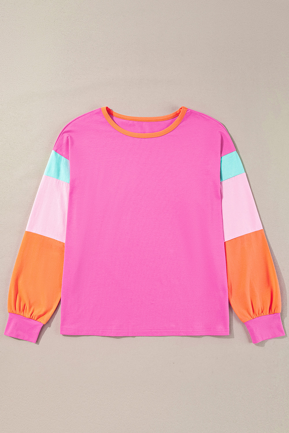 Colorblock Patchwork Long Sleeve Loose Top